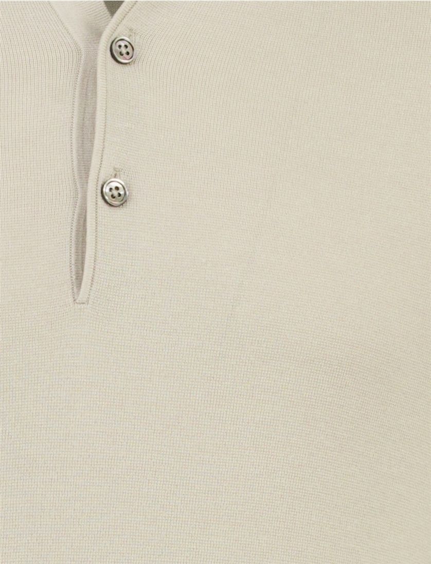 Lange mouw polo Thomas Maine beige met boord