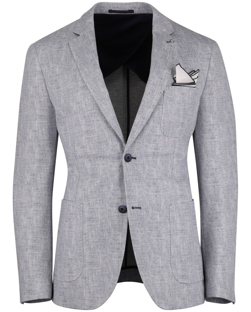 blauw gemêleerd colbert Blue Industry polyester met voering