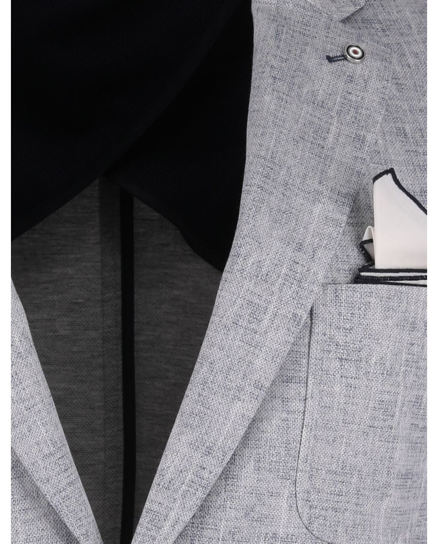 blauw gemêleerd colbert Blue Industry polyester met voering