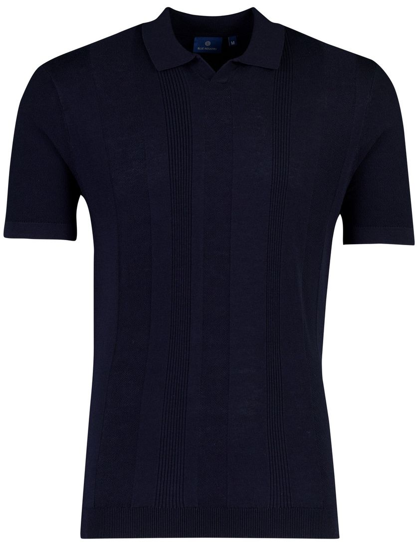 Polo korte mouw Blue Industry donkerblauw v-hals