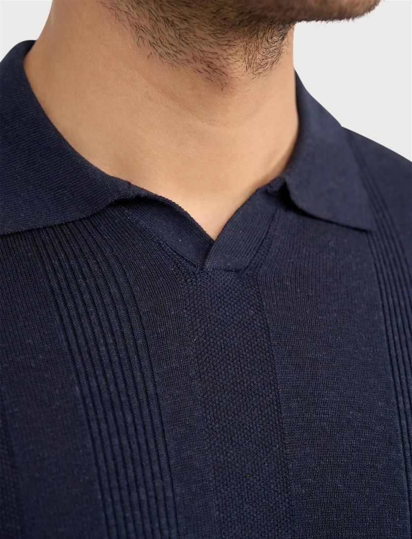 Polo korte mouw Blue Industry donkerblauw v-hals