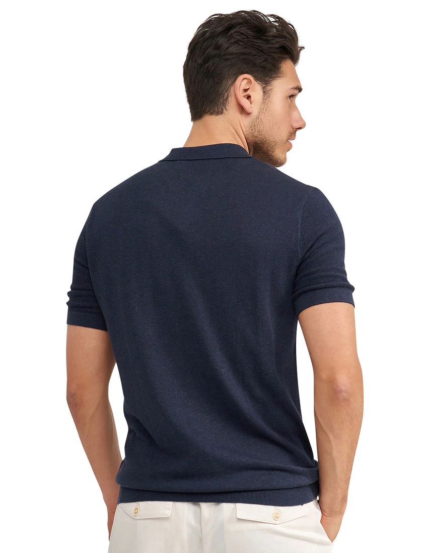 Polo korte mouw Blue Industry donkerblauw v-hals