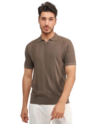 Blue Industry Gestreepte structuur Blue Industry bruine polo