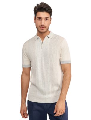 Blue Industry Polo korte mouw Blue Industry grijs rits gestreept