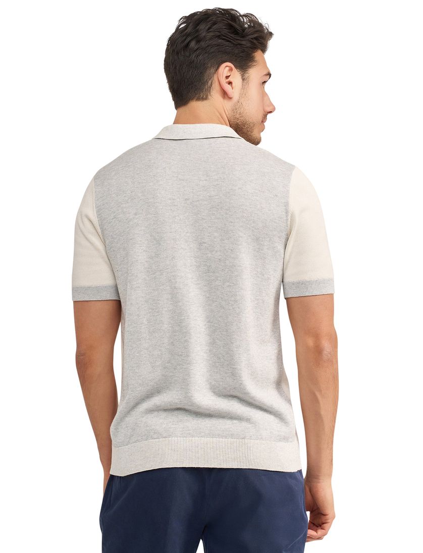 Polo korte mouw Blue Industry grijs rits gestreept