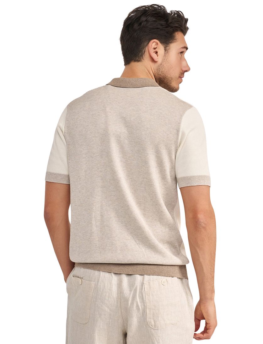 Polo korte mouw Blue Industry bruin rits met boord