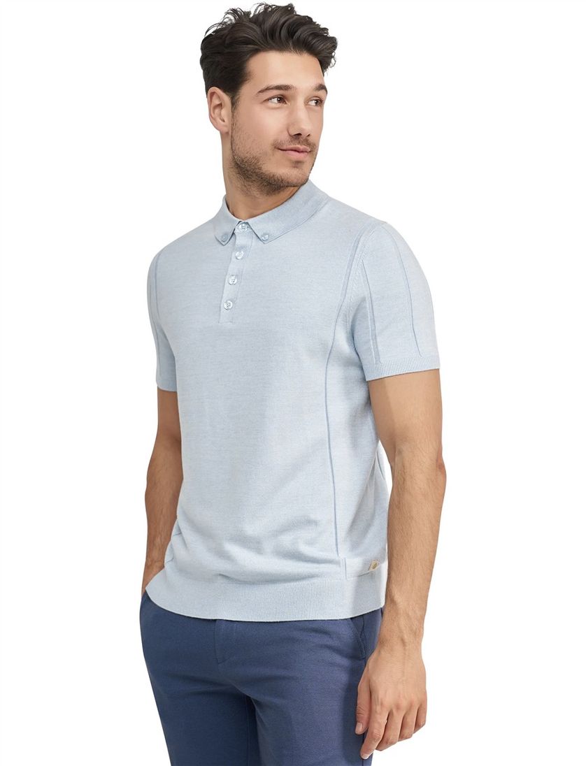 Polo korte mouw Blue Industry lichtblauw regular fit