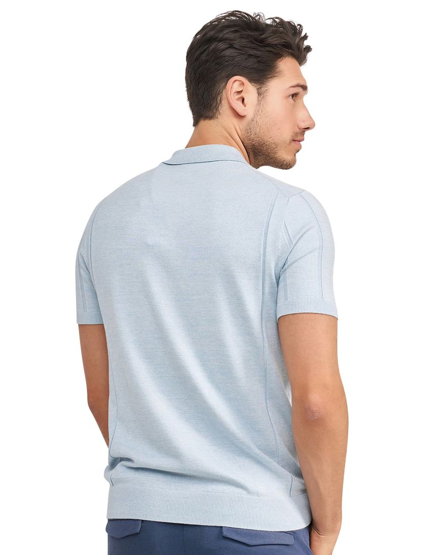 Polo korte mouw Blue Industry lichtblauw regular fit