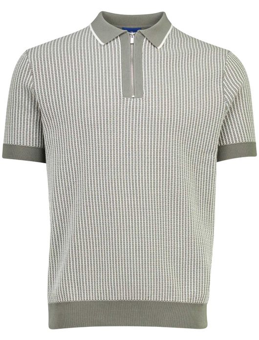 Blue Industry poloshirt grijs geprint met rits