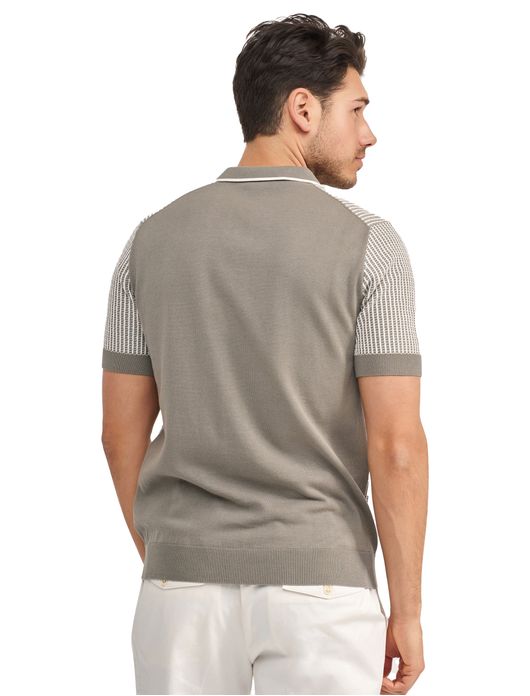 Blue Industry poloshirt grijs geprint met rits