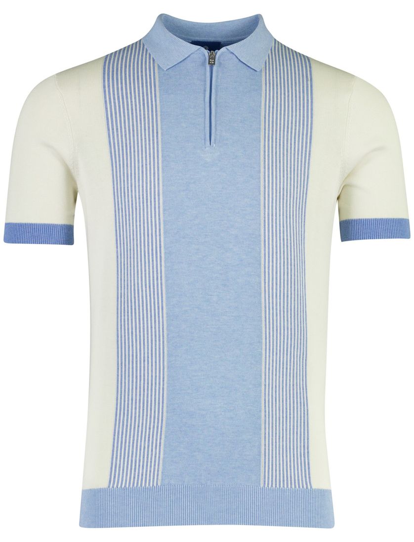 Polo korte mouw Blue Industry lichtblauw rits met boord