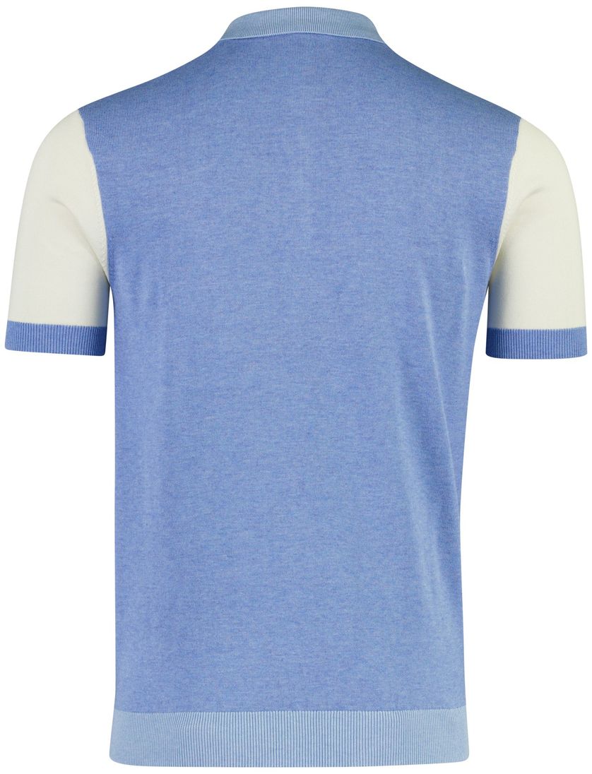Polo korte mouw Blue Industry lichtblauw rits met boord