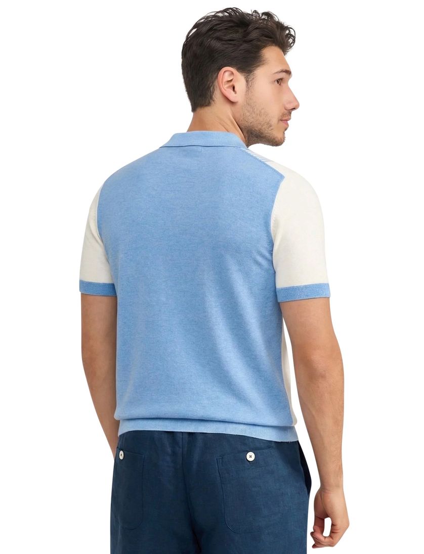 Polo korte mouw Blue Industry lichtblauw rits met boord