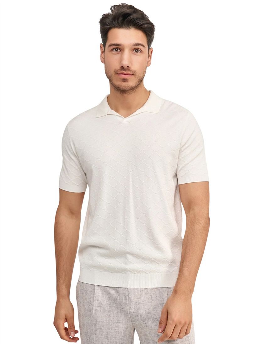 Polo korte mouw Blue Industry creme regular fit