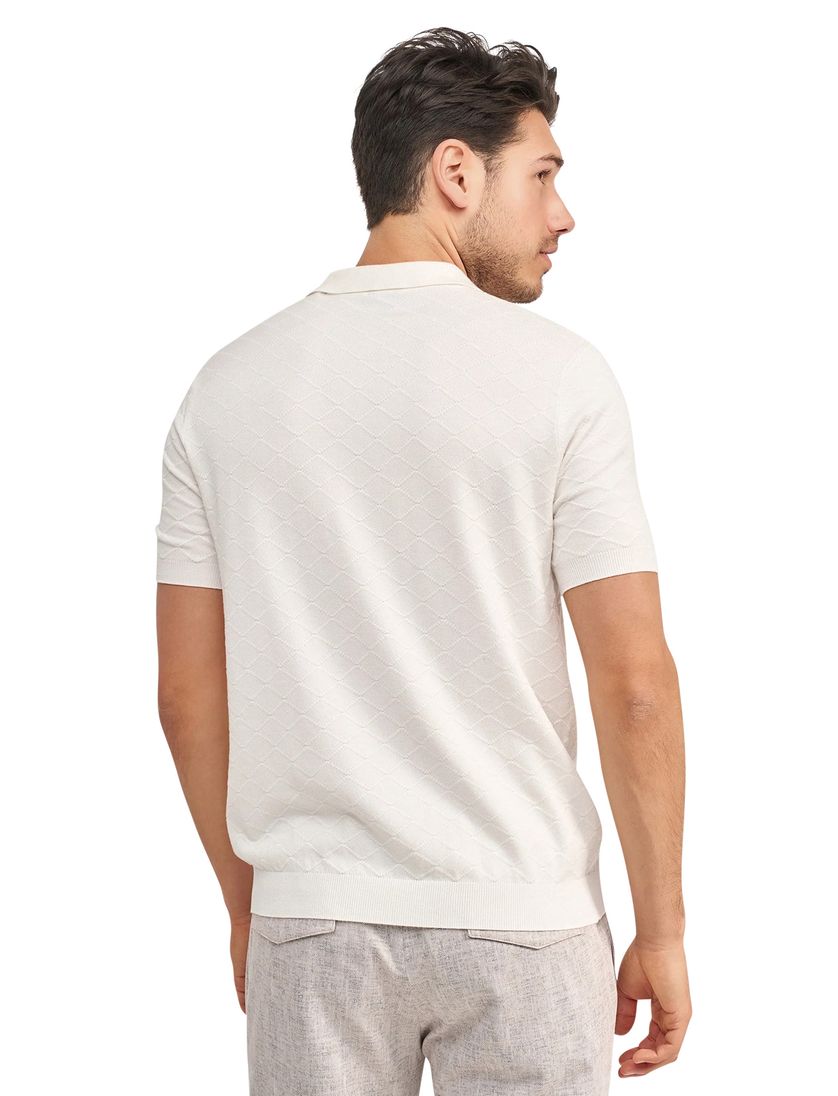 Polo korte mouw Blue Industry creme regular fit