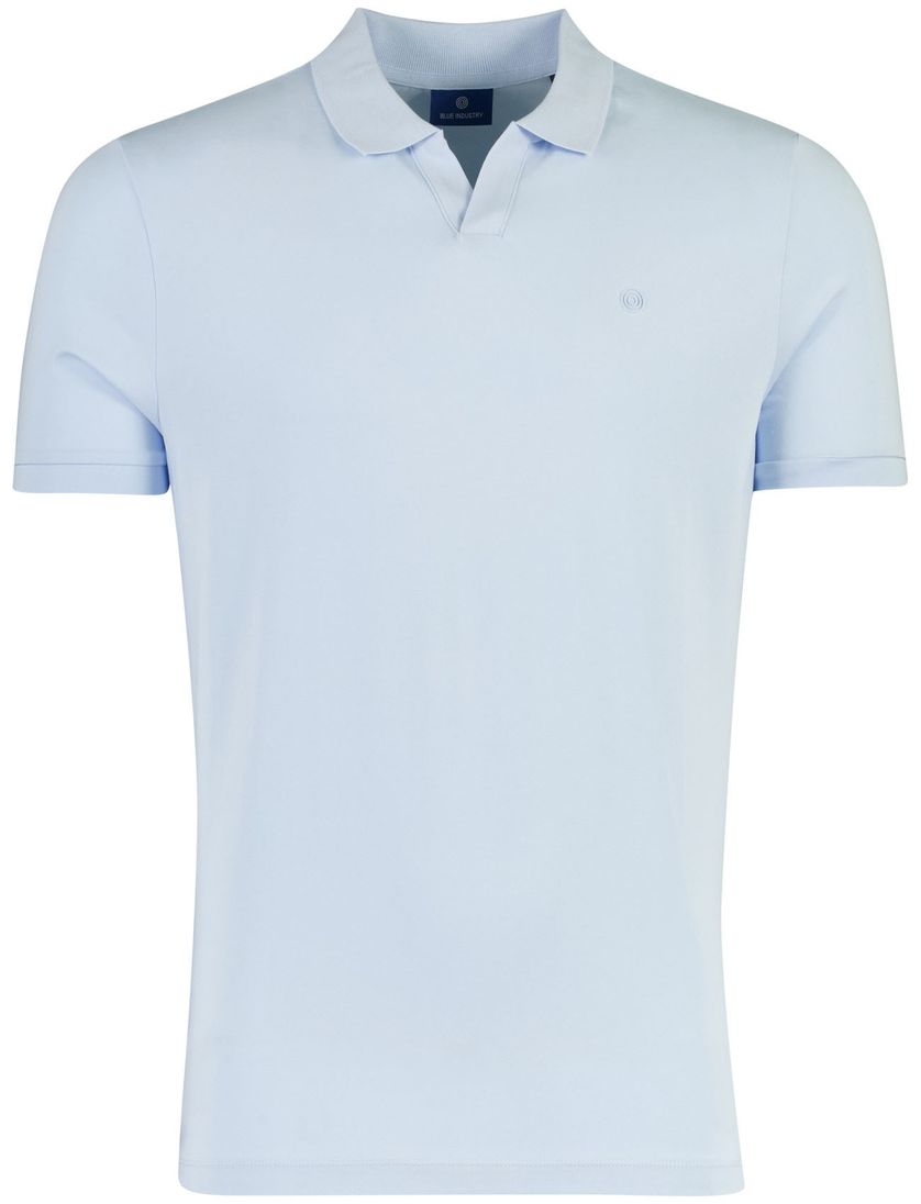 Polo korte mouw Blue Industry effen lichtblauw v-hals
