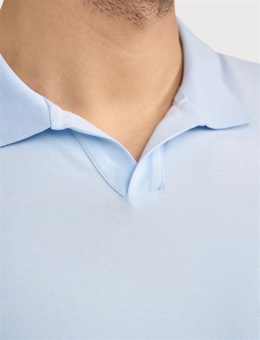 Polo korte mouw Blue Industry effen lichtblauw v-hals