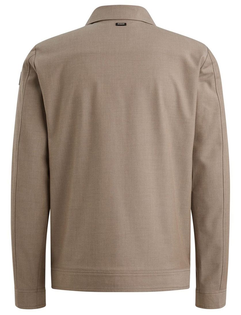 Overshirt Vanguard beige dubbele borstzak met polokraag