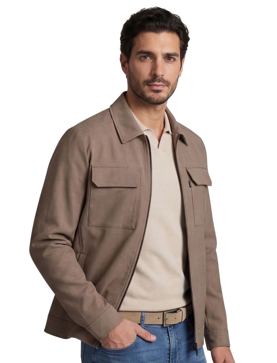 Vanguard overshirt beige effen normale fit