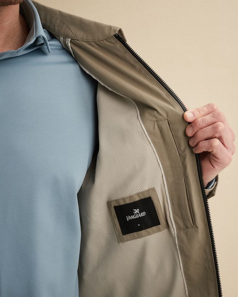 Tussenjas Vanguard beige polokraag normale fit