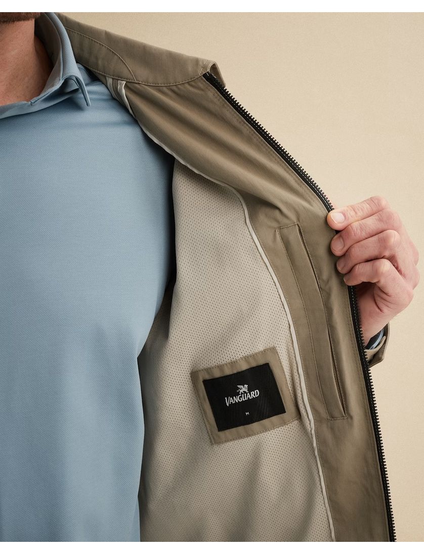 Tussenjas Vanguard beige polokraag normale fit