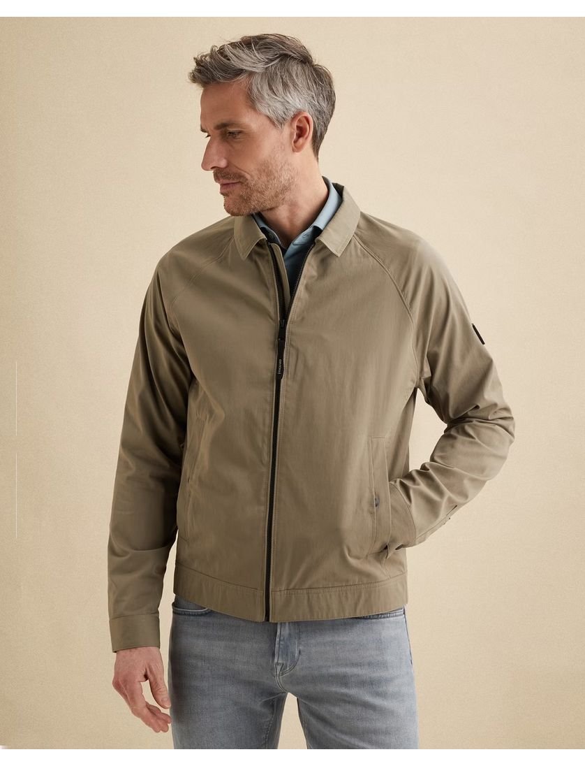 Tussenjas Vanguard beige polokraag normale fit