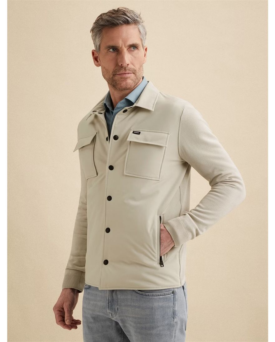 Vanguard overshirt normale fit beige effen
