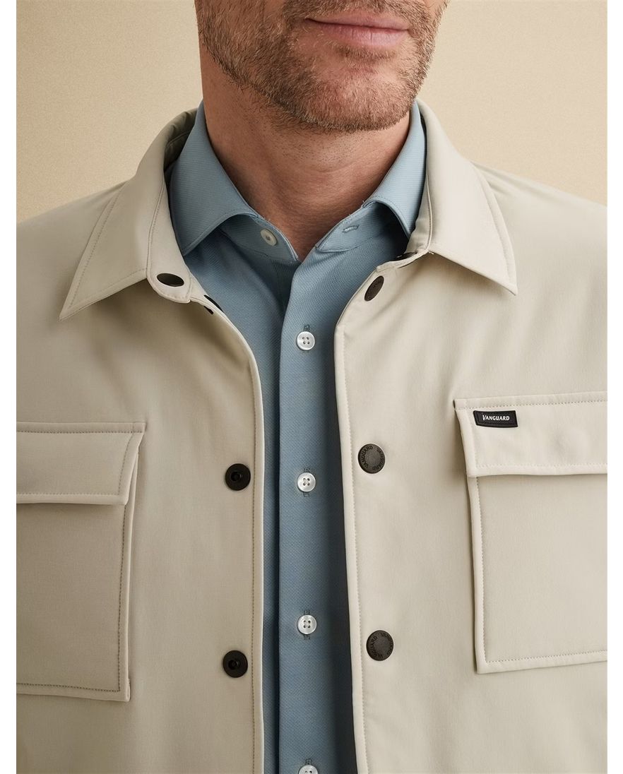 Vanguard overshirt normale fit beige effen