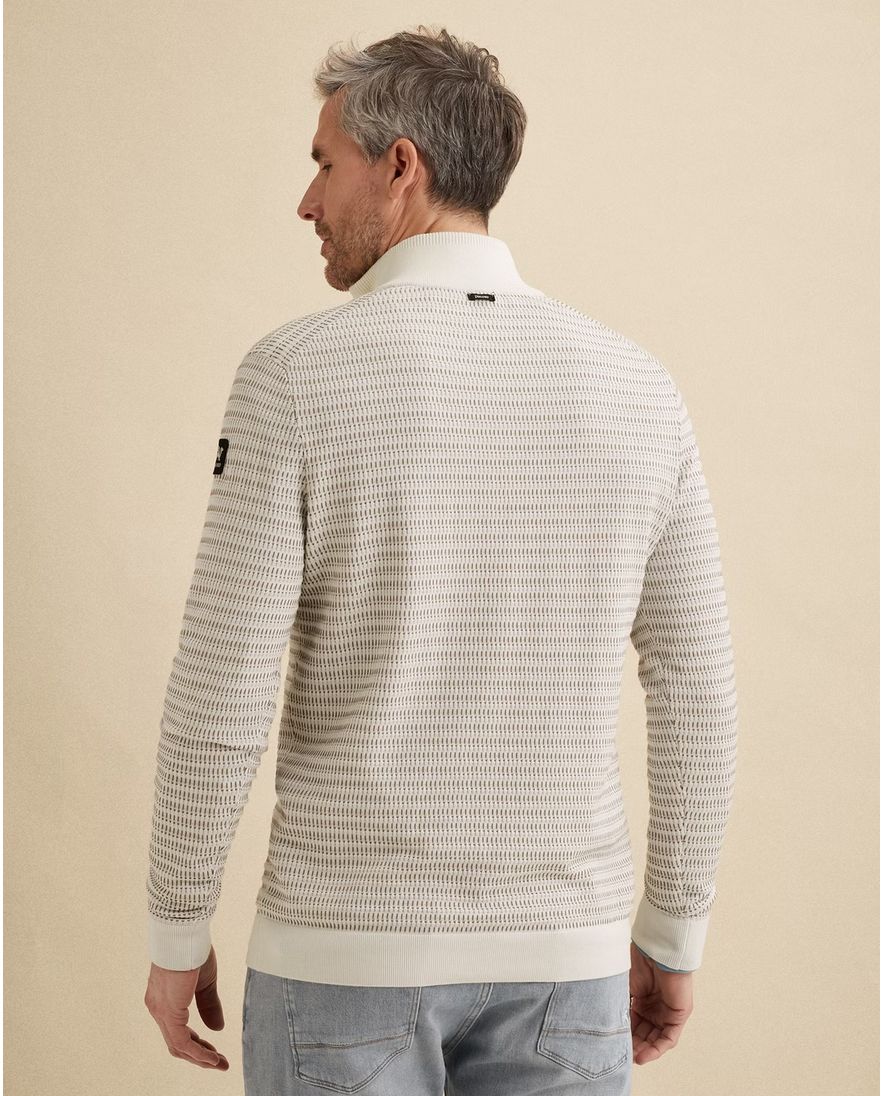 Vanguard trui beige effen met structuur half zip