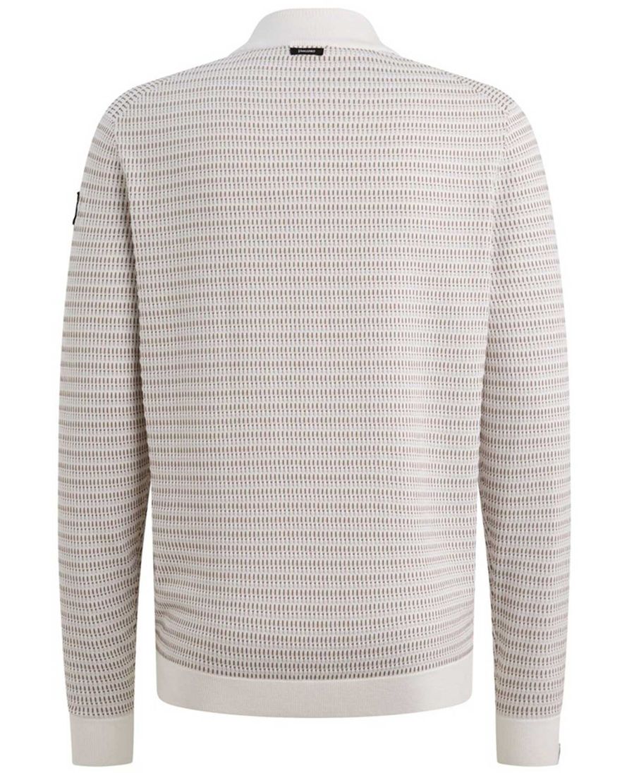 Vanguard trui beige effen met structuur half zip