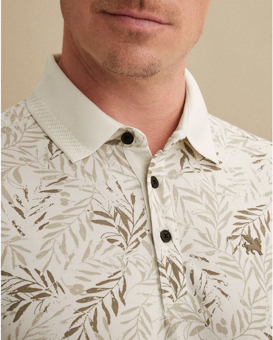 Vanguard geprint poloshirt korte mouw beige