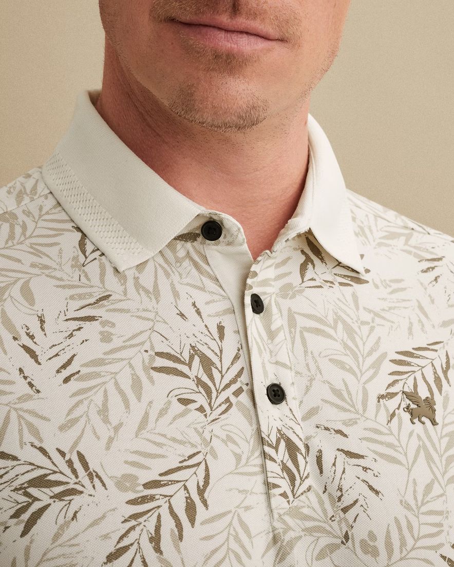 Vanguard geprint poloshirt korte mouw beige