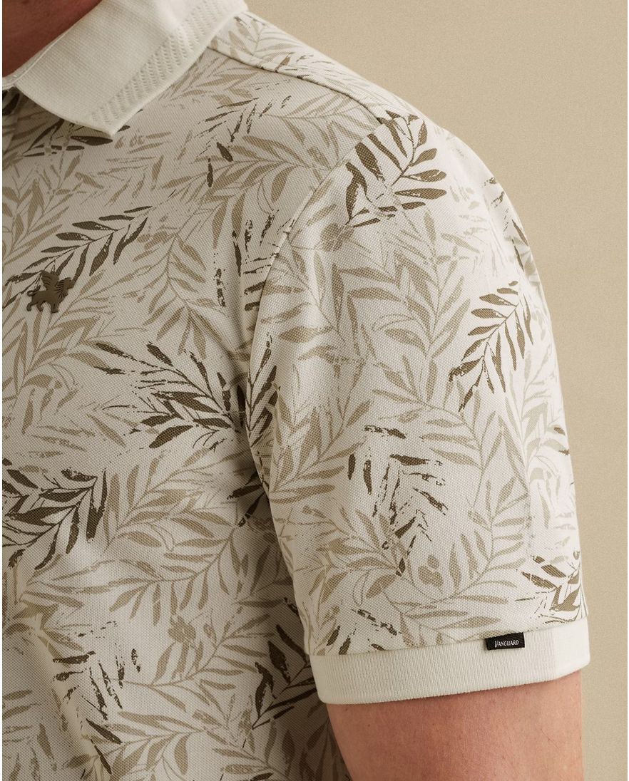 Vanguard geprint poloshirt korte mouw beige