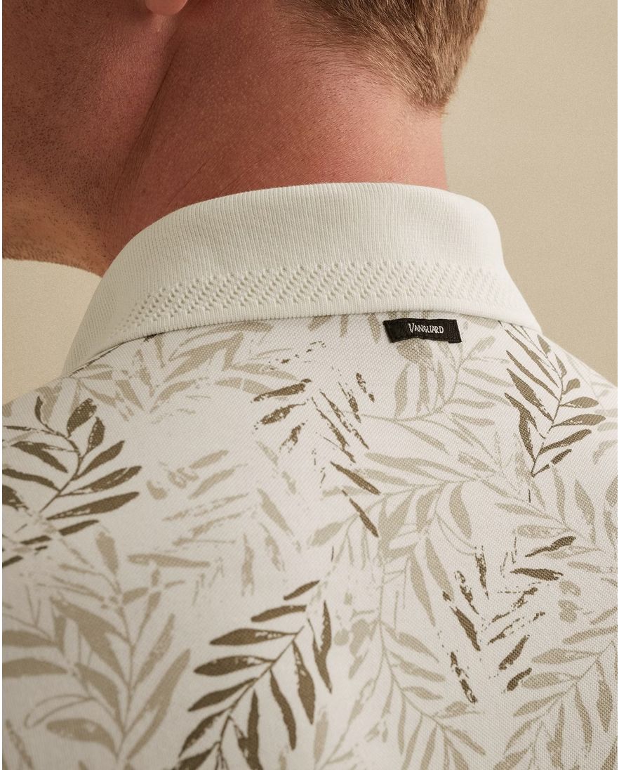 Vanguard geprint poloshirt korte mouw beige