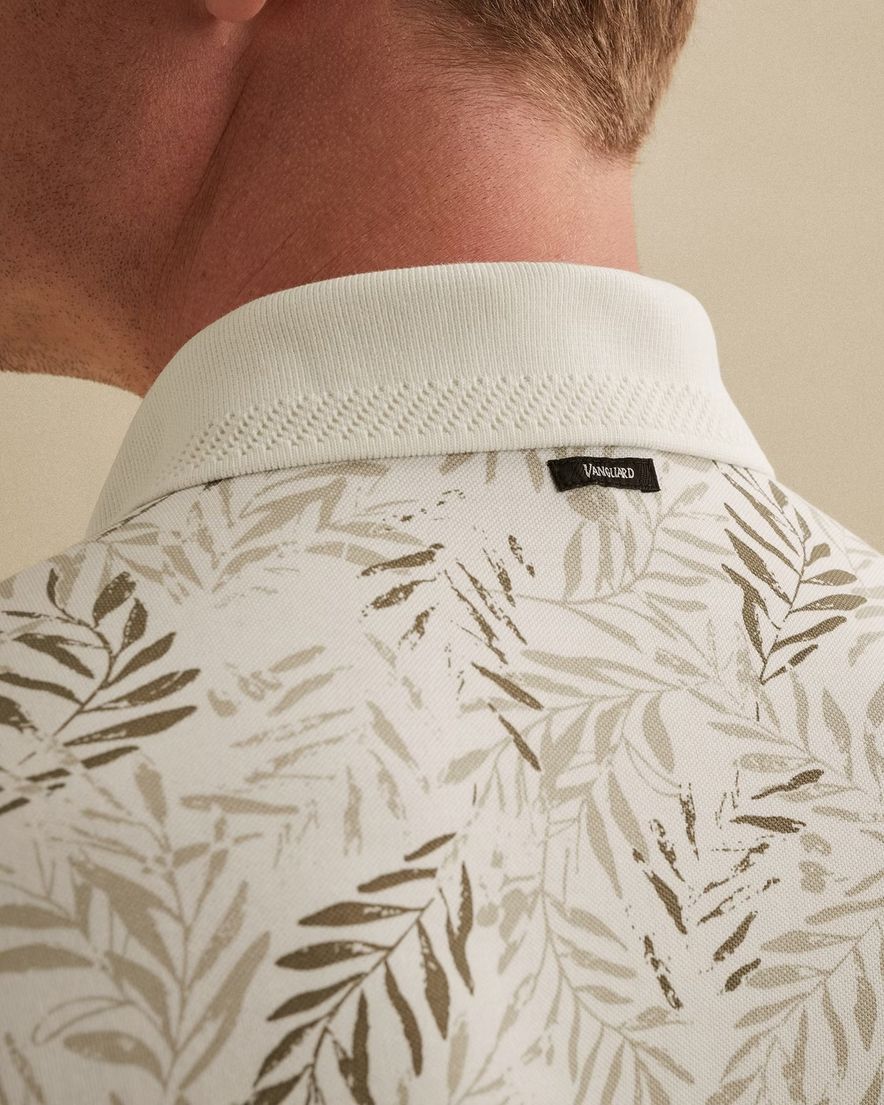 Vanguard geprint poloshirt korte mouw beige