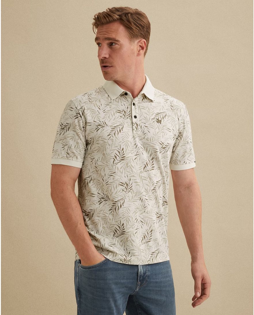 Vanguard geprint poloshirt korte mouw beige