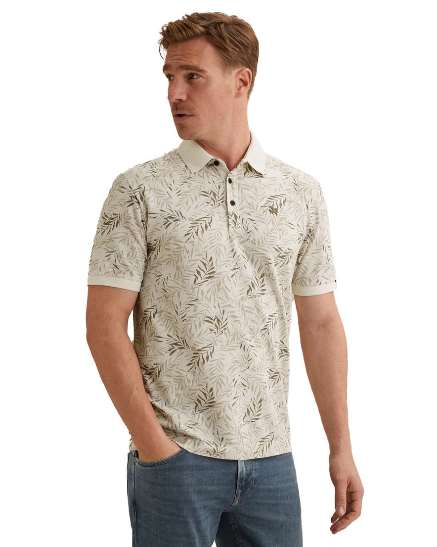 Vanguard geprint poloshirt korte mouw beige