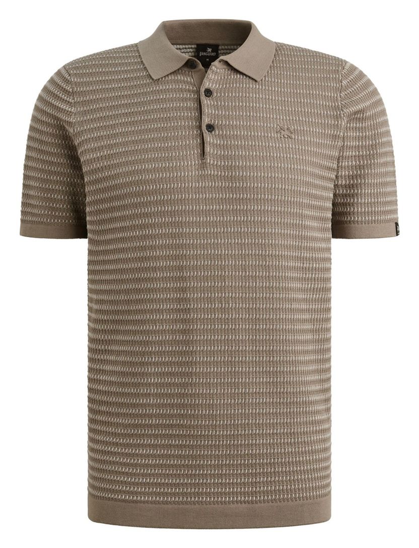 Bruin poloshirt Vanguard gebreid 3 knopen