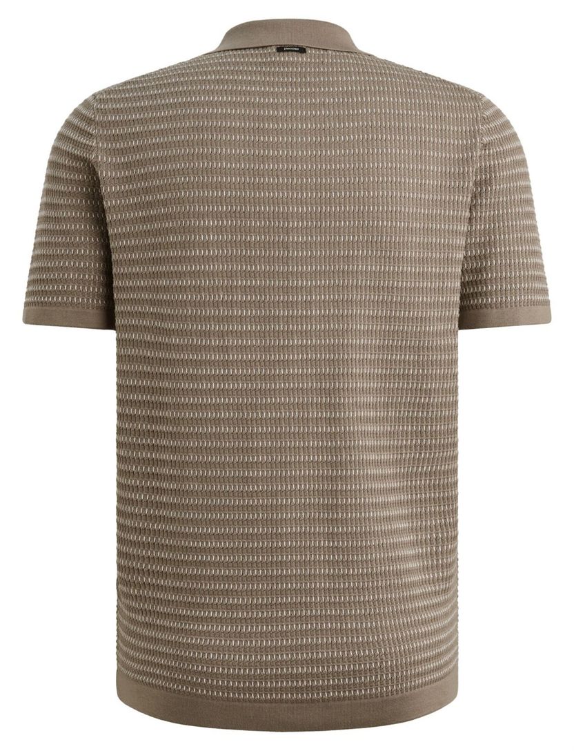 Bruin poloshirt Vanguard gebreid 3 knopen
