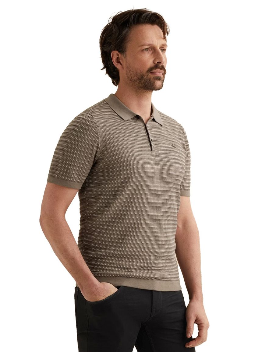Vanguard bruin poloshirt normale fit gebreid
