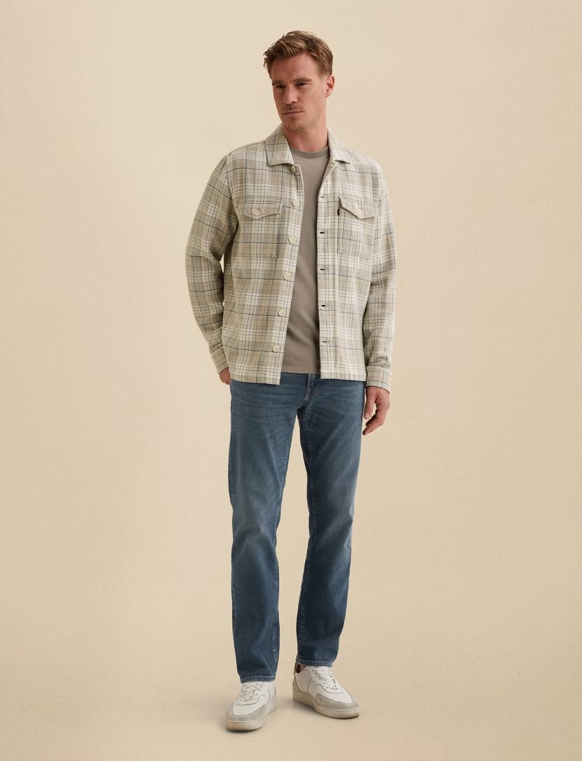 Geruit Vanguard overshirt beige normale fit