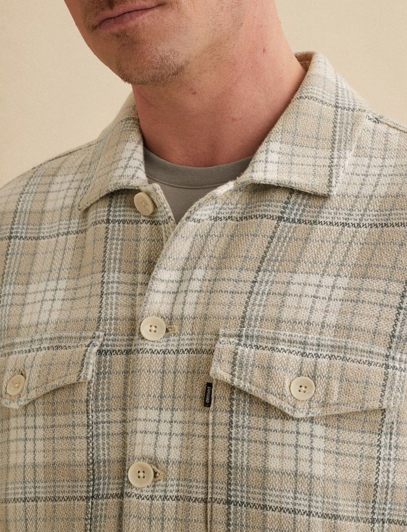 Geruit Vanguard overshirt beige normale fit