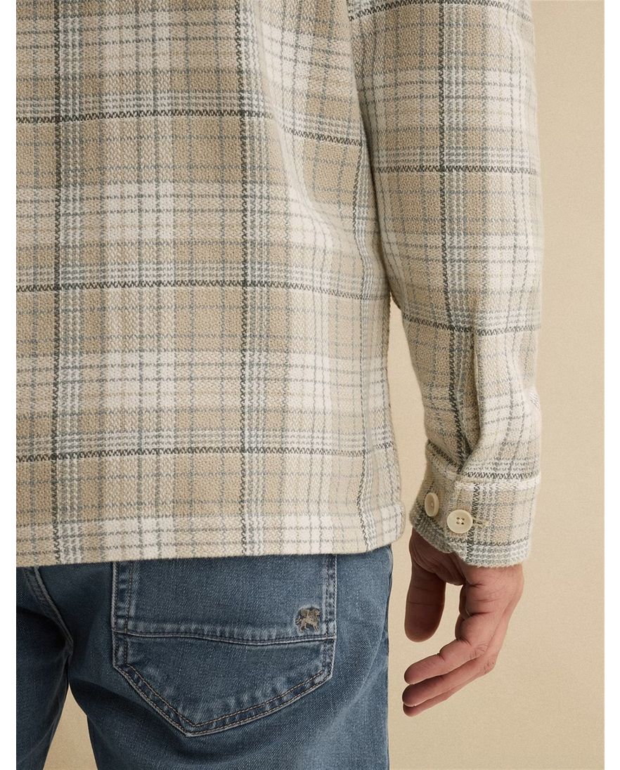 Vanguard overshirt beige dubbele borstzak geruit