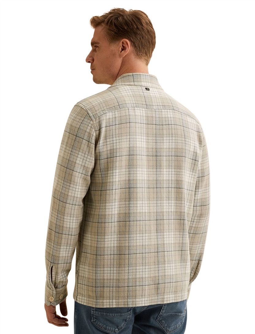 Geruit Vanguard overshirt beige normale fit