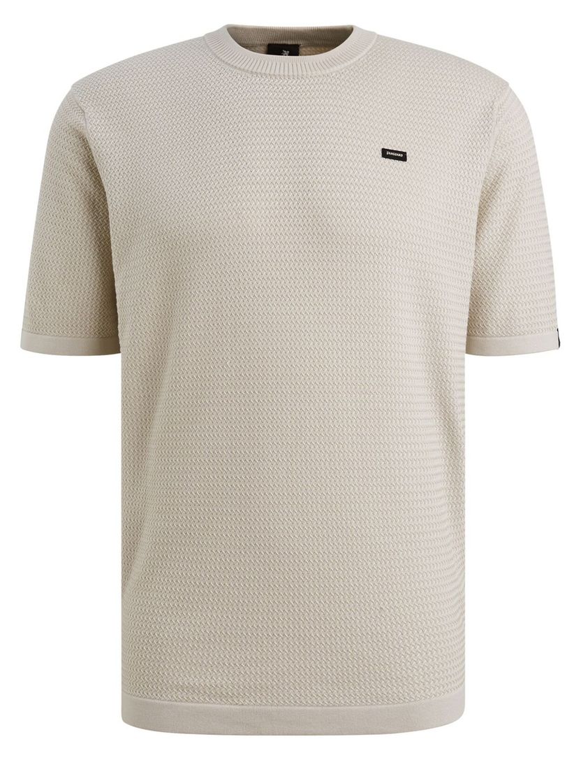 T-shirt Vanguard beige structuur ronde hals