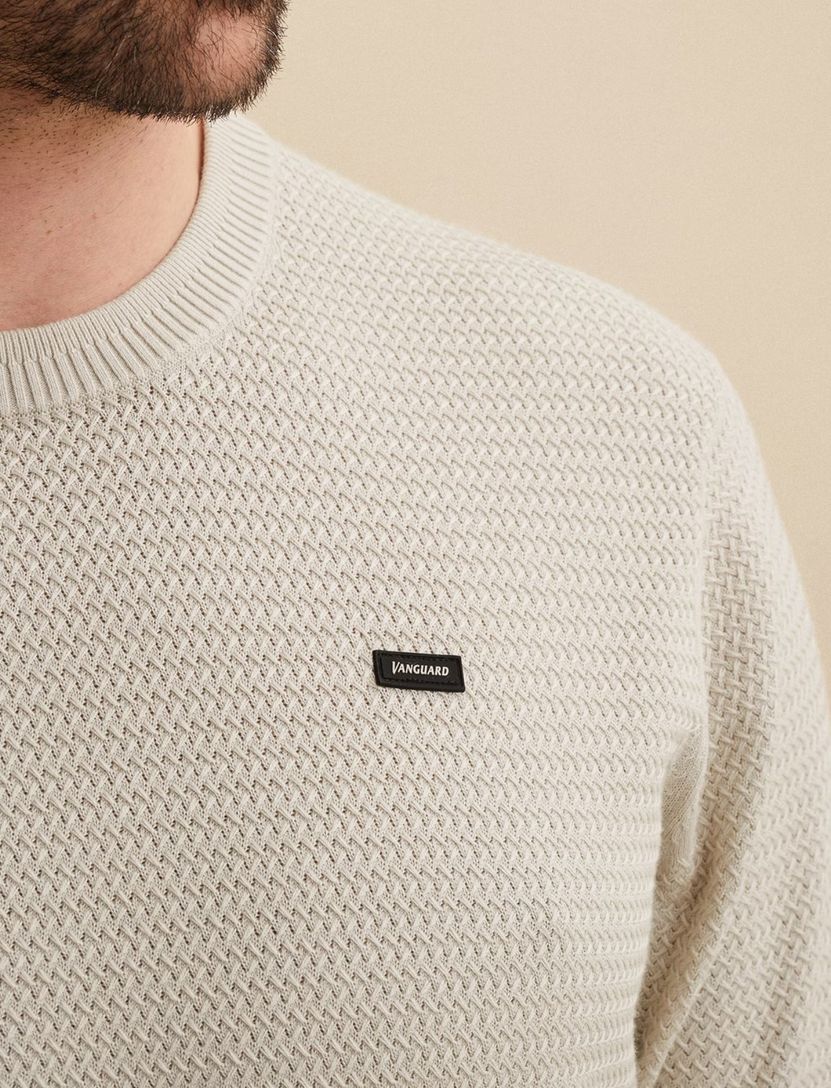T-shirt Vanguard beige structuur ronde hals