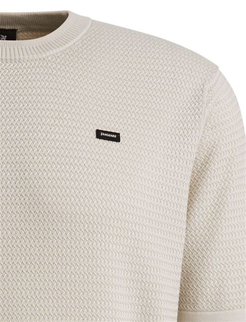 T-shirt Vanguard beige structuur ronde hals