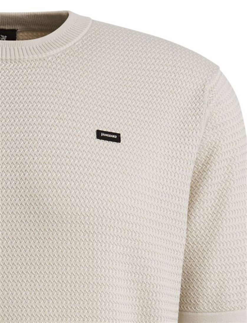 T-shirt Vanguard beige structuur ronde hals