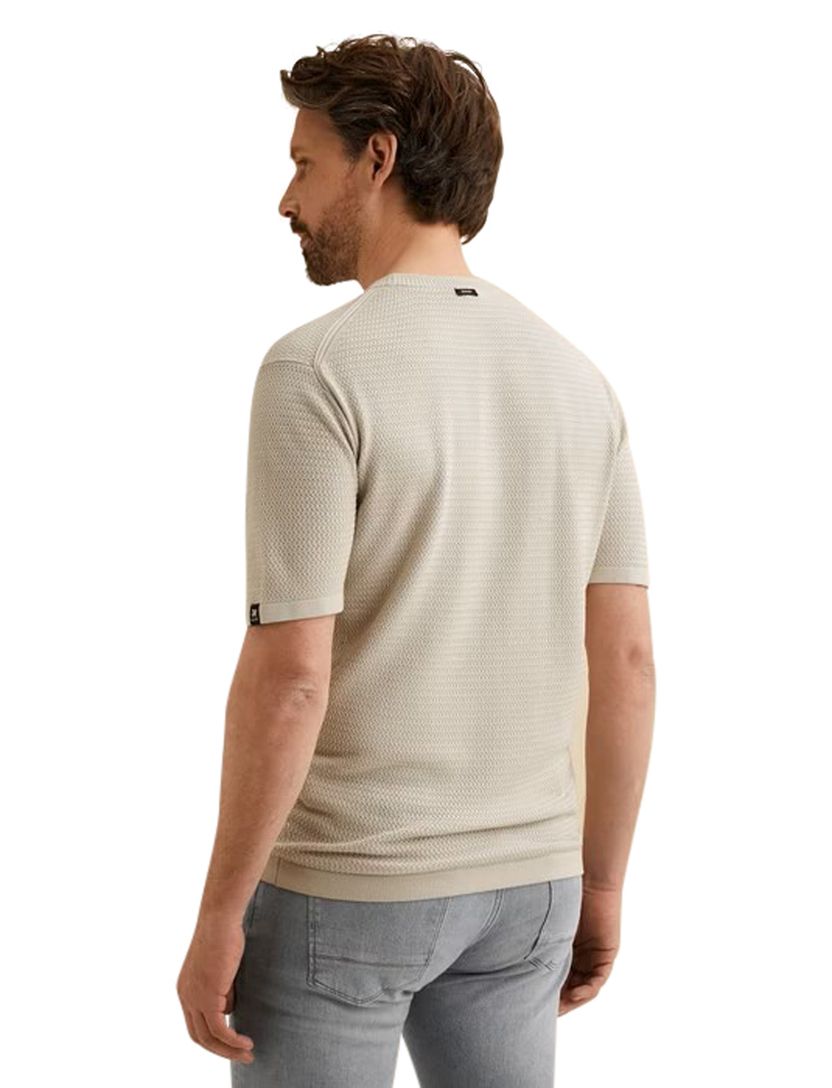 T-shirt Vanguard beige structuur ronde hals