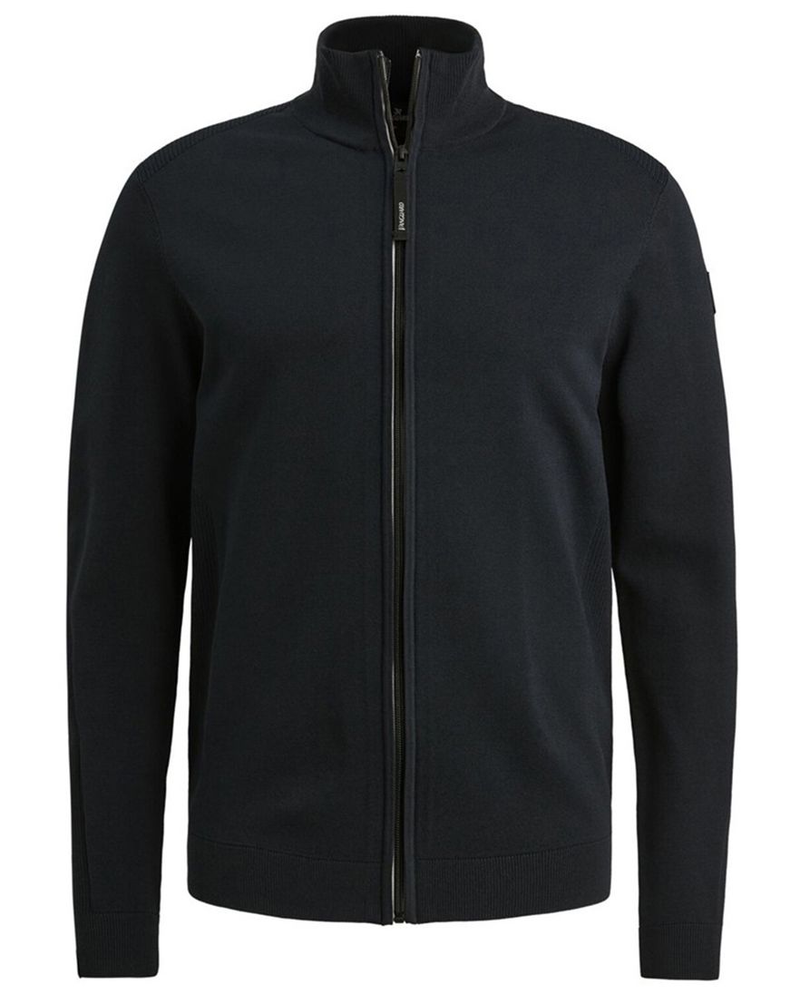 Vanguard vest navy effen gebreid